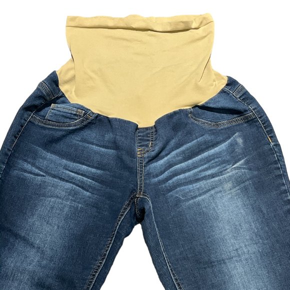 INDIGO BLUE Maternity Jeans Size Large Tapered Secret Fit Belly Expands - Picture 3 of 13